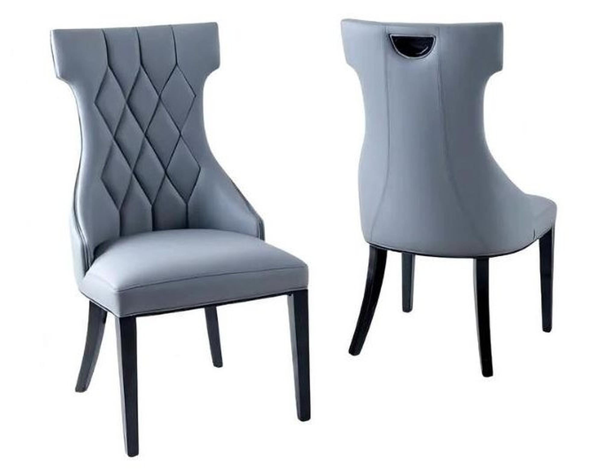 Product photograph of Mimi Grey Leather Large High Back Dining Chair With Black Legs from Choice Furniture Superstore.