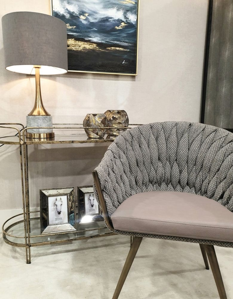 Product photograph of Mindy Brownes Blake Taupe Faux Leather Dining Chair Sold In Pairs from Choice Furniture Superstore.