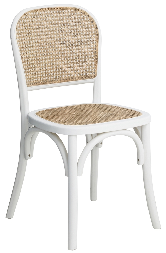 Product photograph of Nordal Wicky White And Natural Rattan Dining Chair Sold In Pairs from Choice Furniture Superstore.