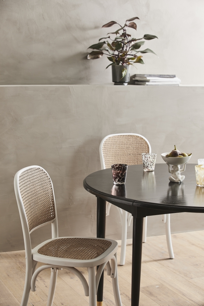 Product photograph of Nordal Wicky White And Natural Rattan Dining Chair Sold In Pairs from Choice Furniture Superstore.