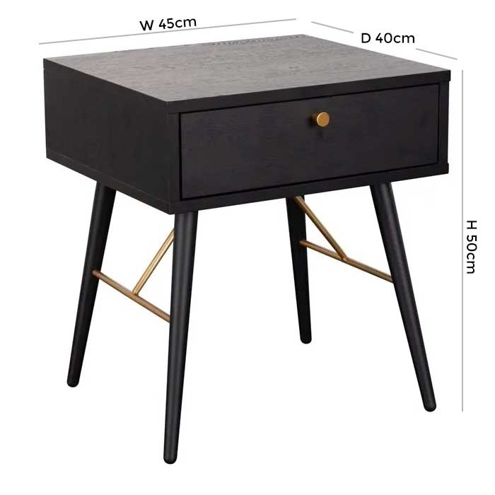 Product photograph of Vida Living Barcelona Black Bedside Table from Choice Furniture Superstore.