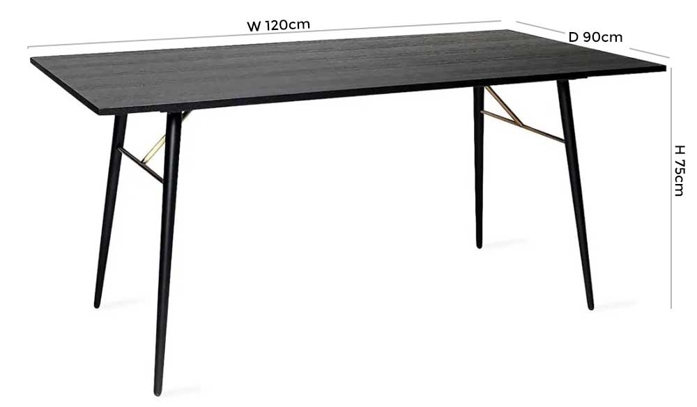 Product photograph of Vida Living Barcelona 120cm Black Dining Table - 4 Seater from Choice Furniture Superstore.