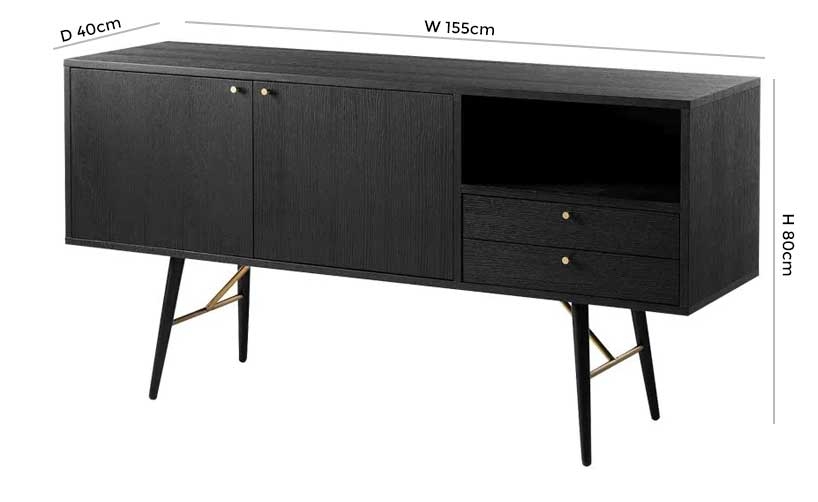 Product photograph of Vida Living Barcelona Black Sideboard from Choice Furniture Superstore.
