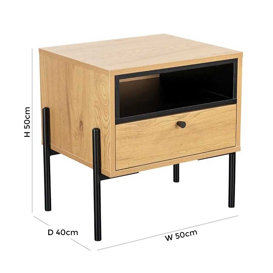 Product photograph of Vida Living Madrid 1 Drawer Bedside Table from Choice Furniture Superstore.