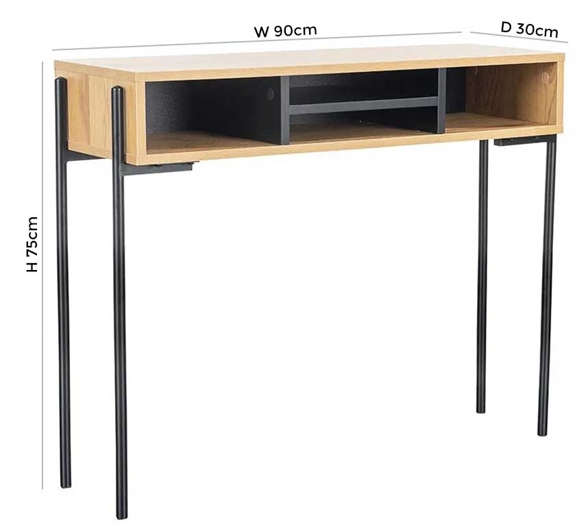 Product photograph of Vida Living Madrid Oak And Black Console Table from Choice Furniture Superstore.