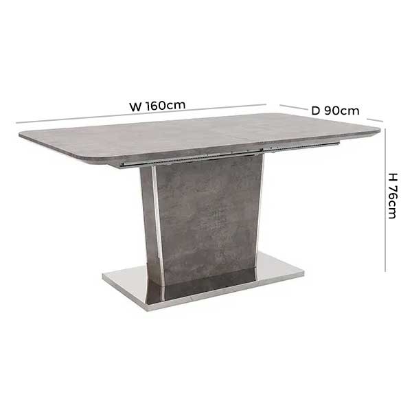 Product photograph of Vida Living Beppe 160cm-200cm Concrete Effect Butterfly Extending Dining Table from Choice Furniture Superstore.
