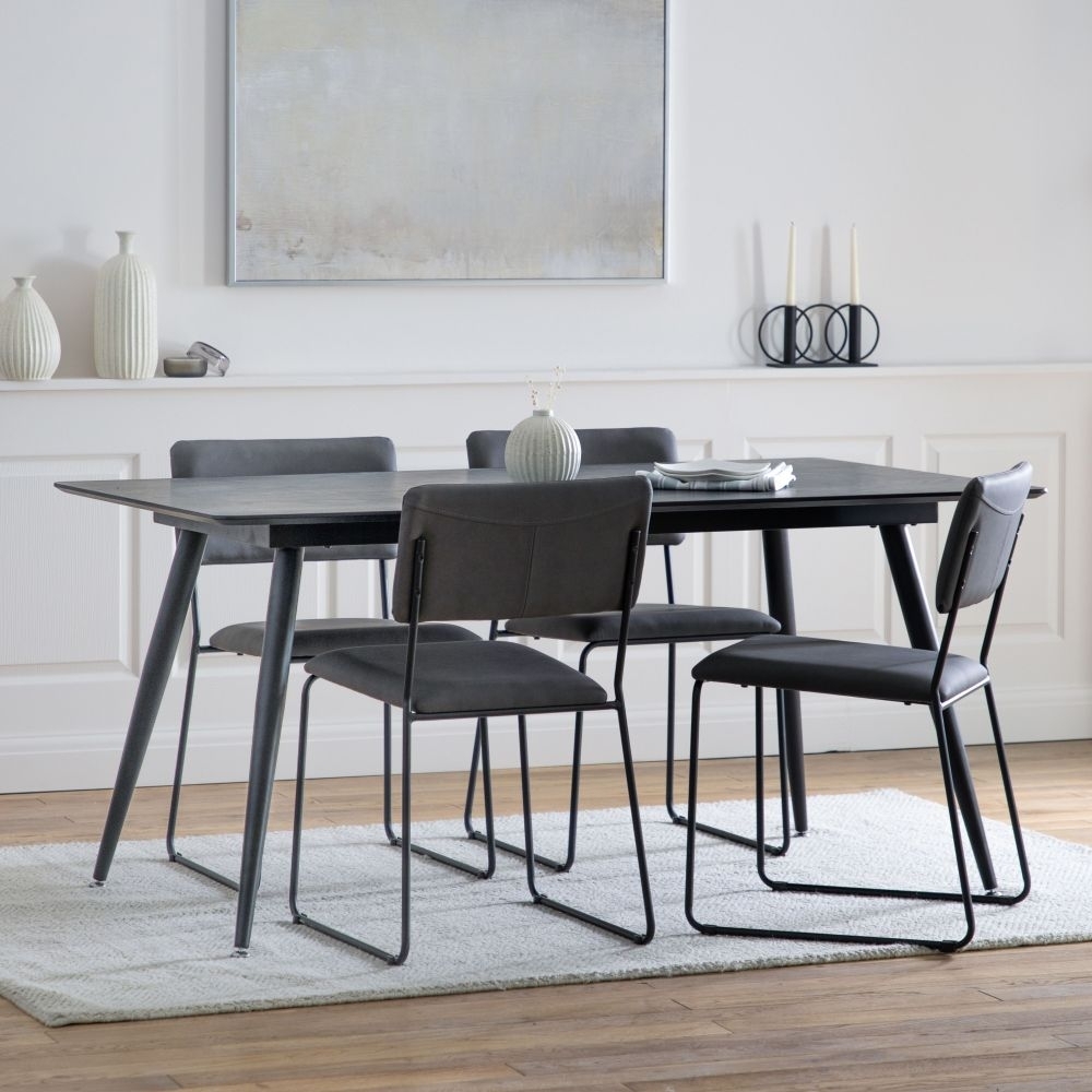 Product photograph of Astley Black Oak 160cm Dining Table from Choice Furniture Superstore.