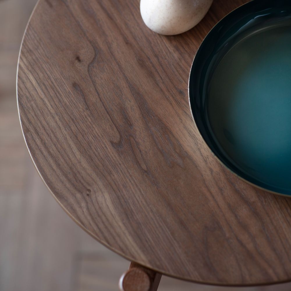 Product photograph of Burley Walnut Round Side Table from Choice Furniture Superstore.