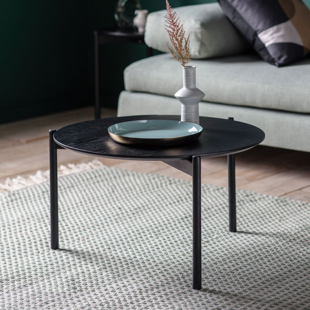 Product photograph of Burley Black 70cm Round Coffee Table from Choice Furniture Superstore.