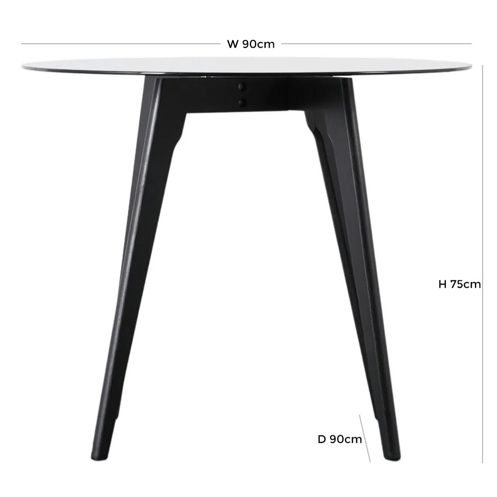 Product photograph of Blair Black Oak Round Dining Table - 2 Seater from Choice Furniture Superstore.