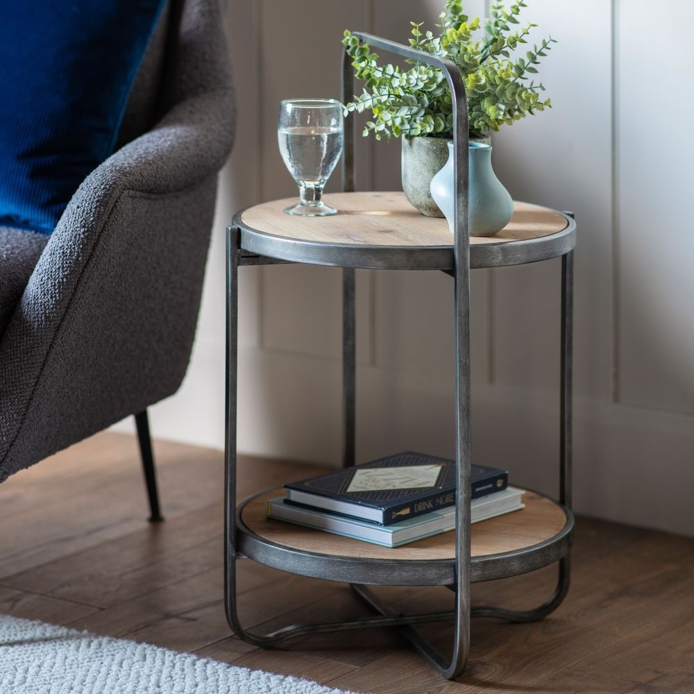 Product photograph of Daykin Wood And Metal Side Table - Comes In Oak And Black Options from Choice Furniture Superstore.