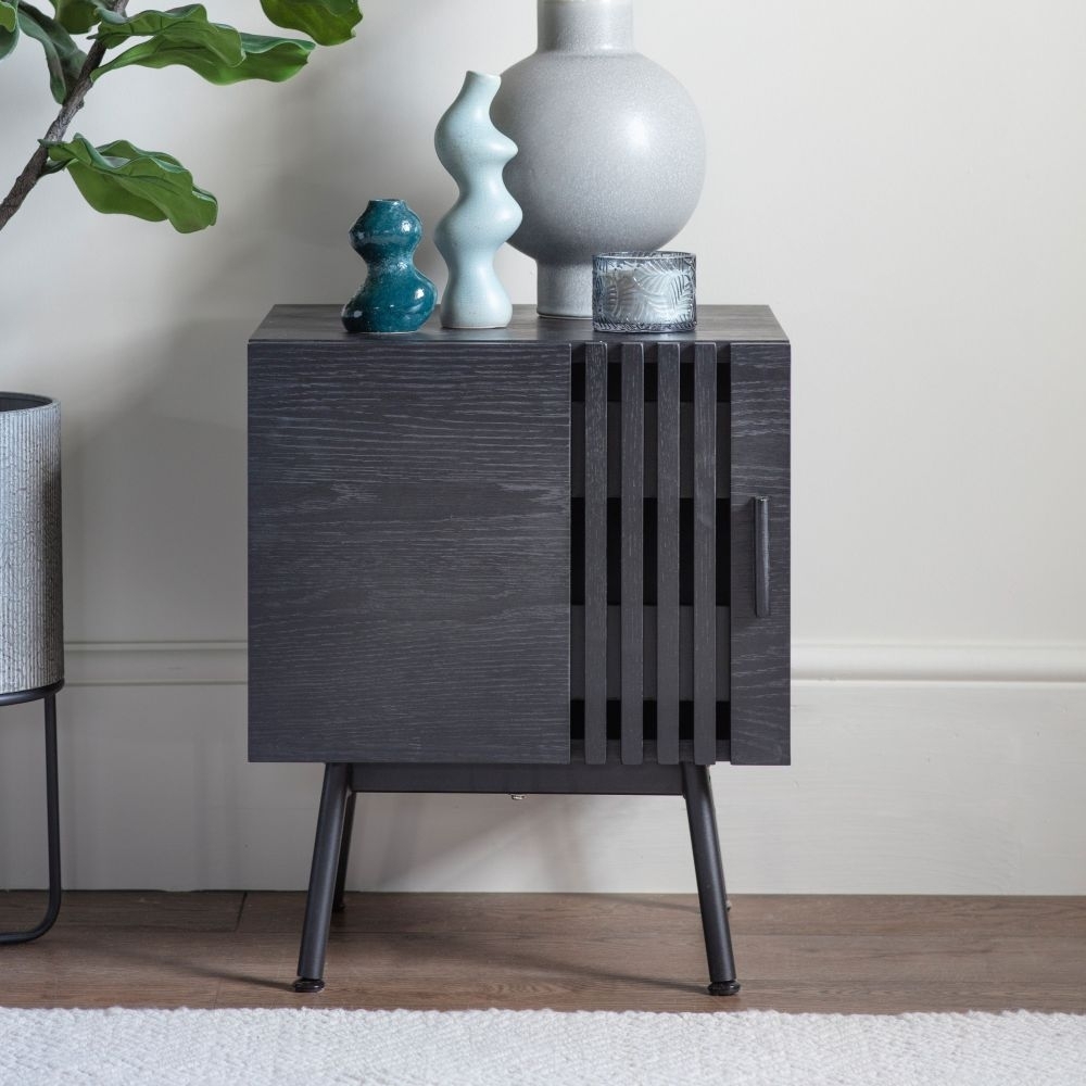 Product photograph of Hatfield Black Oak Side Table from Choice Furniture Superstore.