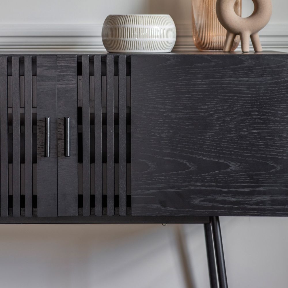 Product photograph of Hatfield Black Oak 2 Door Sideboard from Choice Furniture Superstore.