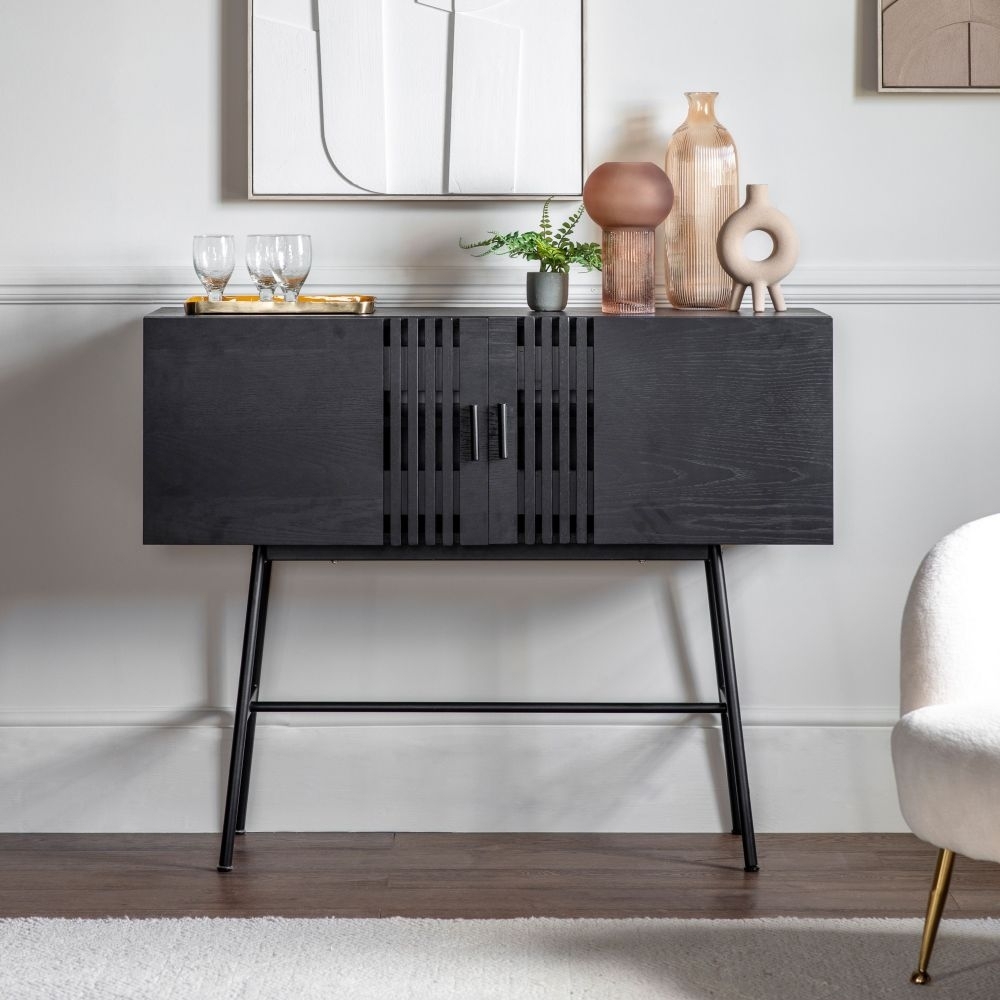 Product photograph of Holsen Black Oak 2 Door Medium Sideboard from Choice Furniture Superstore.