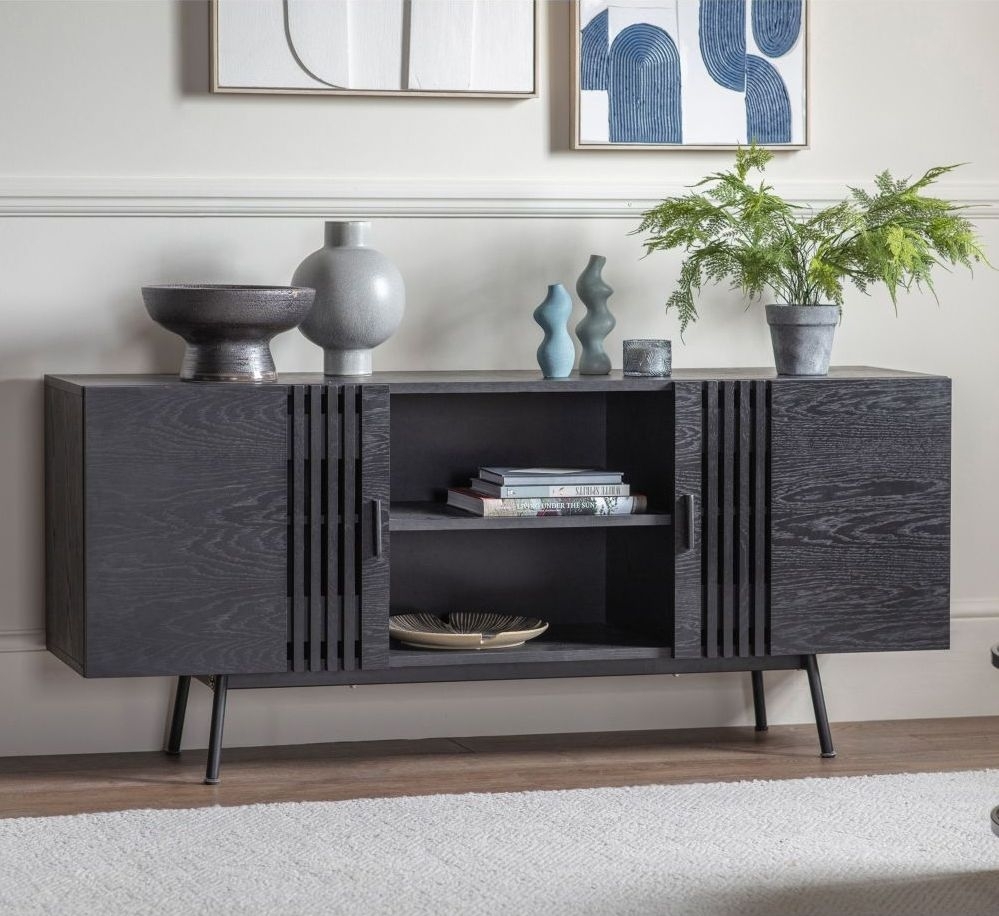 Product photograph of Holsen Black Oak Large Sideboard from Choice Furniture Superstore.