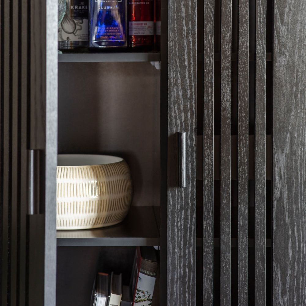 Product photograph of Hatfield Black Oak Drinks Cabinet from Choice Furniture Superstore.