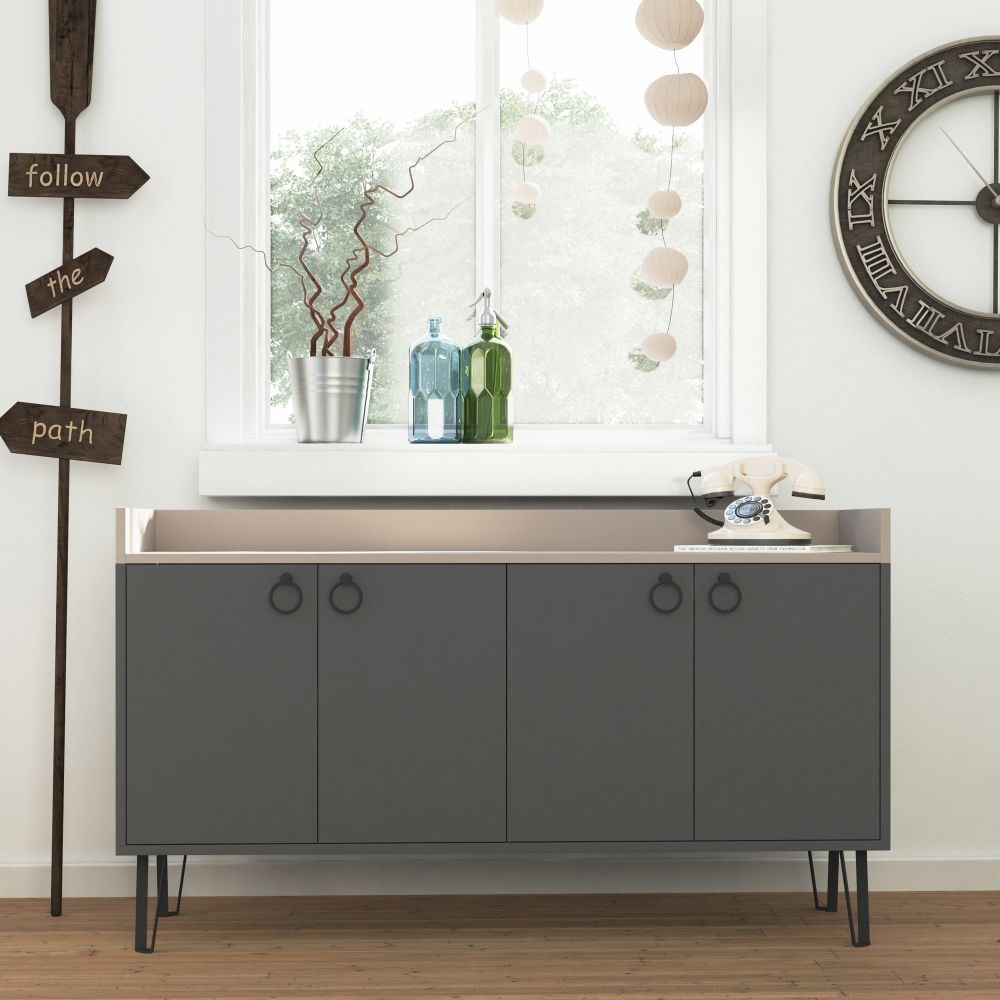 Product photograph of Dexter Anthracite And Mocha 4 Door Large Sideboard from Choice Furniture Superstore.