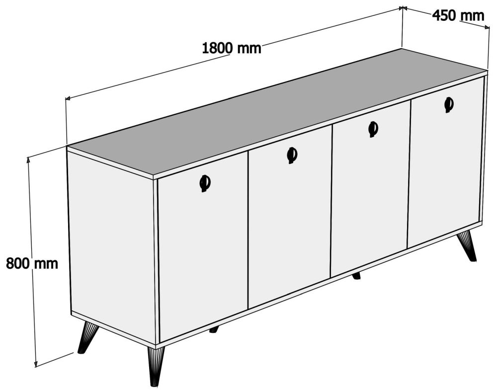 Product photograph of Elias Walnut 4 Door Large Sideboard from Choice Furniture Superstore.