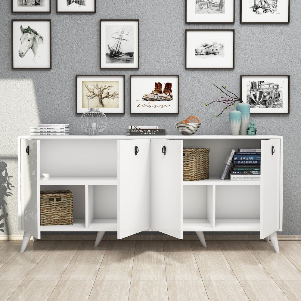 Product photograph of Elias White 4 Door Large Sideboard from Choice Furniture Superstore.