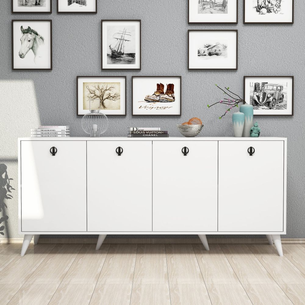 Product photograph of Elias White 4 Door Large Sideboard from Choice Furniture Superstore.