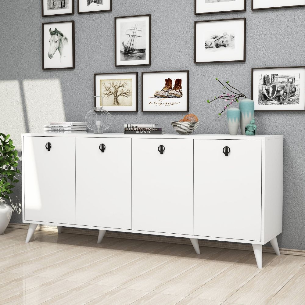 Product photograph of Elias White 4 Door Large Sideboard from Choice Furniture Superstore.