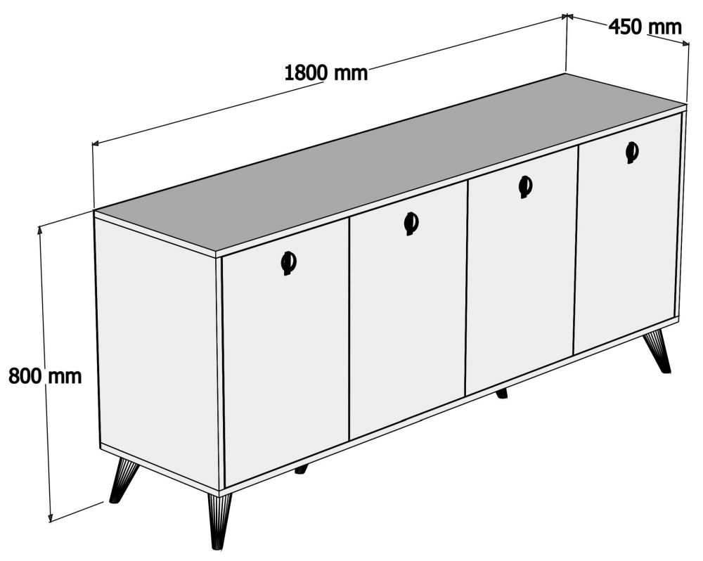 Product photograph of Elias White 4 Door Large Sideboard from Choice Furniture Superstore.