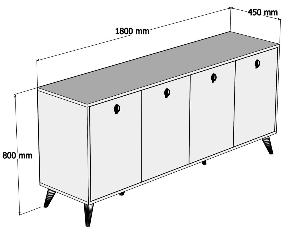 Product photograph of Elias Walnut And Black 4 Door Large Sideboard from Choice Furniture Superstore.