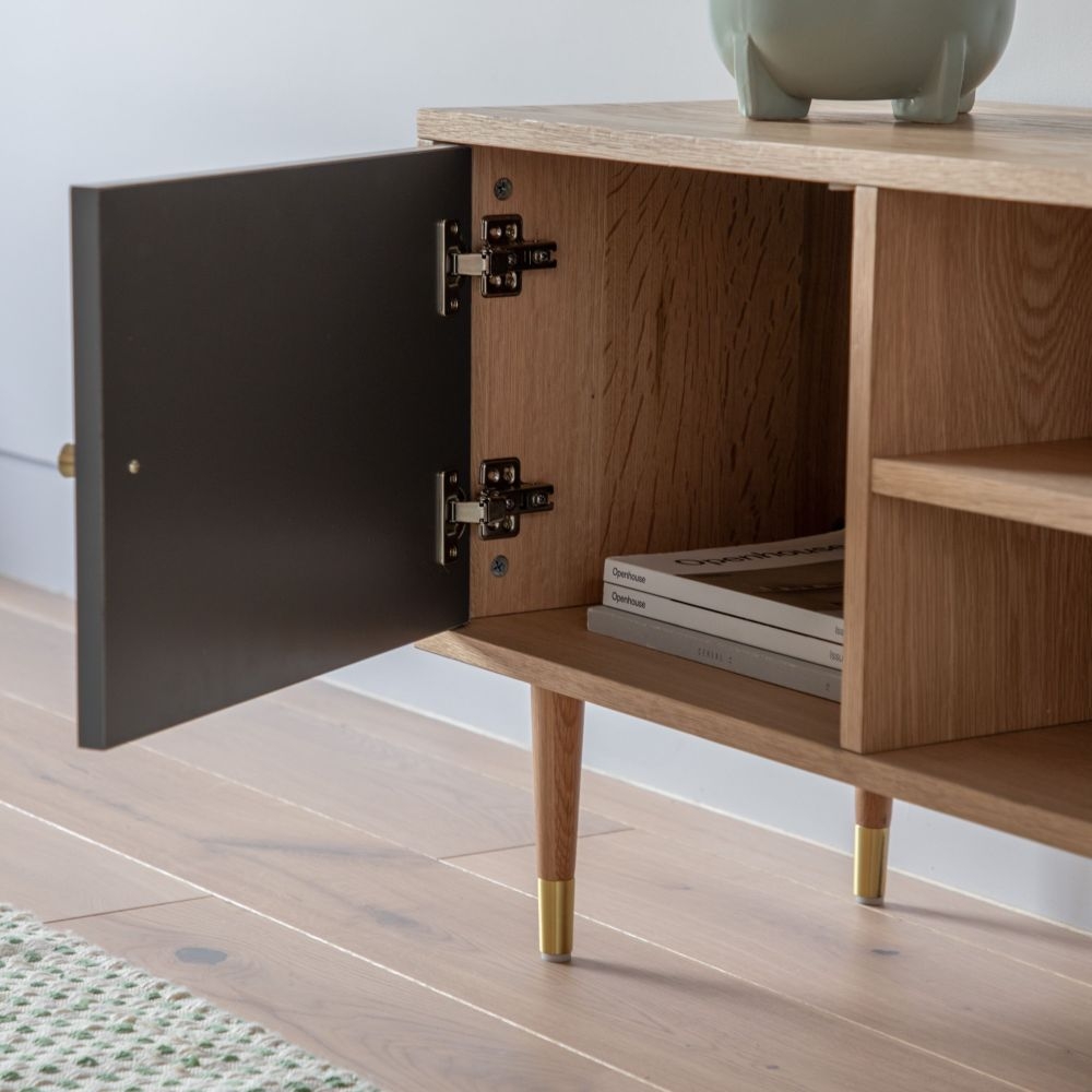 Product photograph of Newbury 120cm Oak And Grey Tv Media Unit from Choice Furniture Superstore.