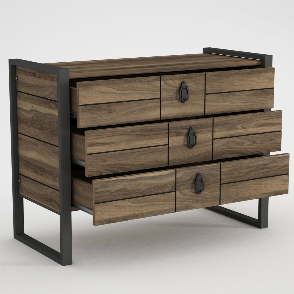 Product photograph of Lorena Walnut And Black Chest from Choice Furniture Superstore.