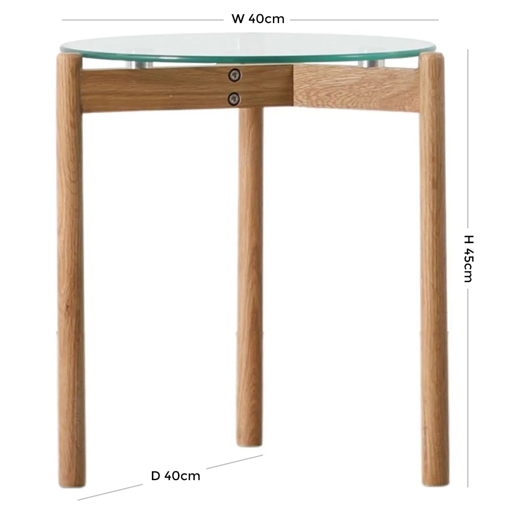 Product photograph of Mastic Oak And Glass Side Table - Comes In Natural Oak And Black Oak Options from Choice Furniture Superstore.