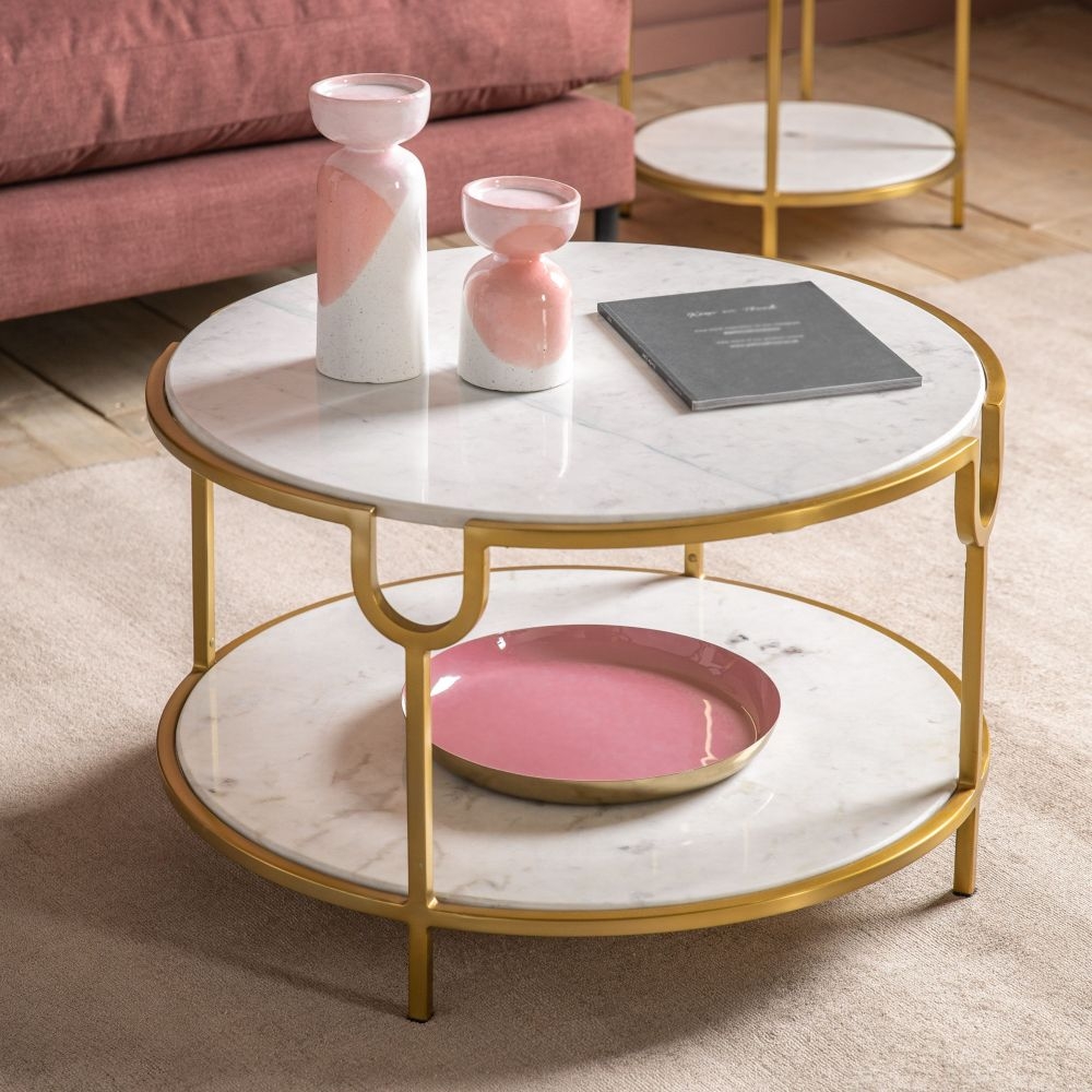 Product photograph of Weston Coffee Table - Comes In White Marble And Gold Or Black Marble And Gold Options from Choice Furniture Superstore.