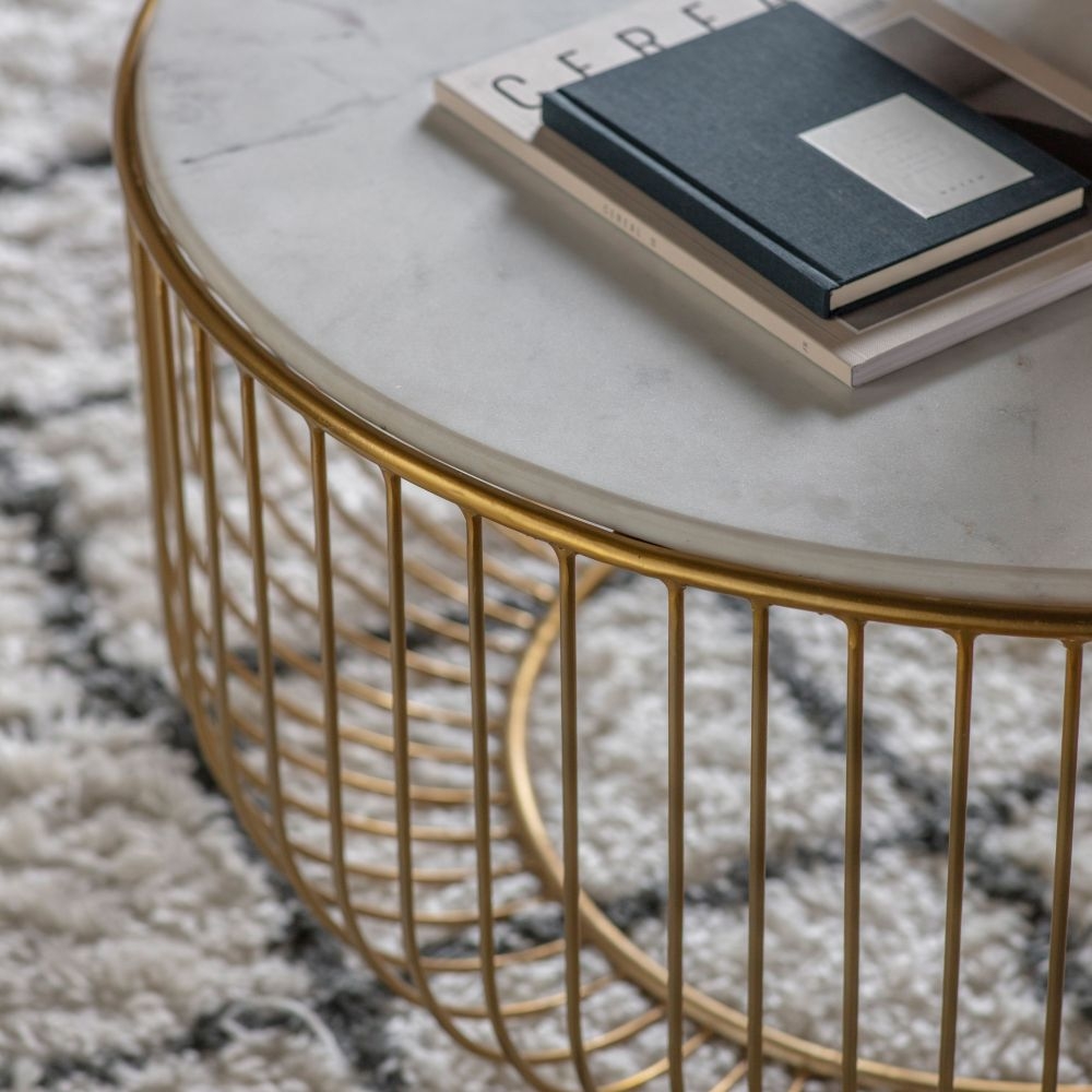 Product photograph of Riley White Marble And Gold Coffee Table from Choice Furniture Superstore.