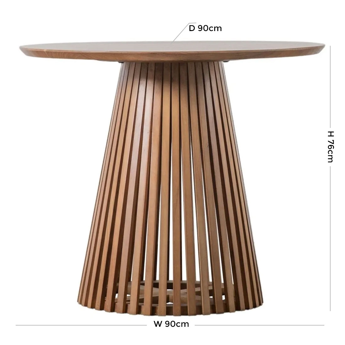 Product photograph of Brookland 90cm Acacia Wood Round Dining Table - Pedastal Slatted Base from Choice Furniture Superstore.