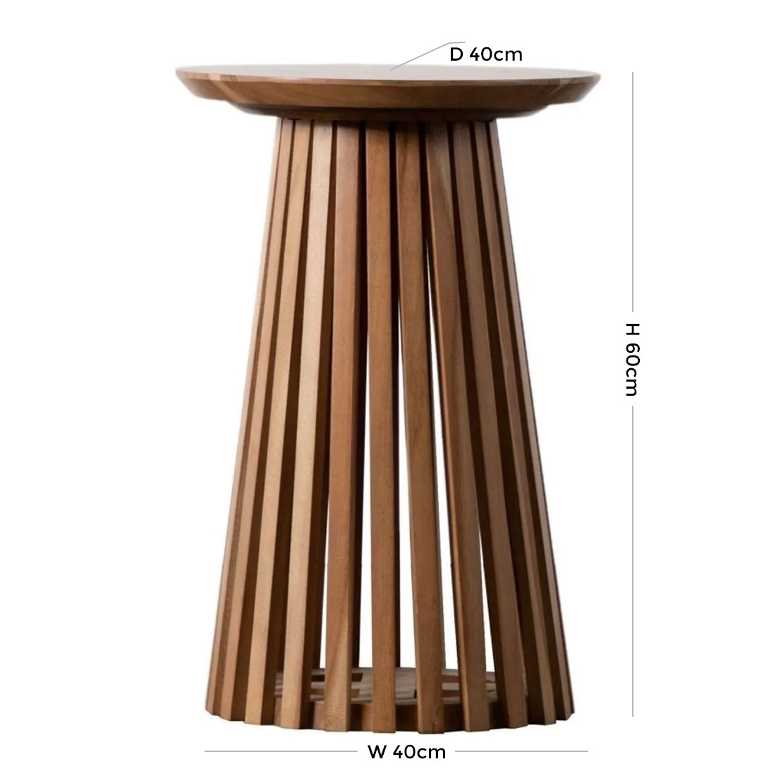 Product photograph of Brookland Acacia Wood Round Side Table - Pedastal Slatted Base from Choice Furniture Superstore.