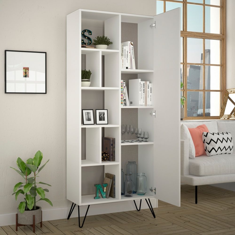 Product photograph of Kiln White 1 Door Bookshelf from Choice Furniture Superstore.