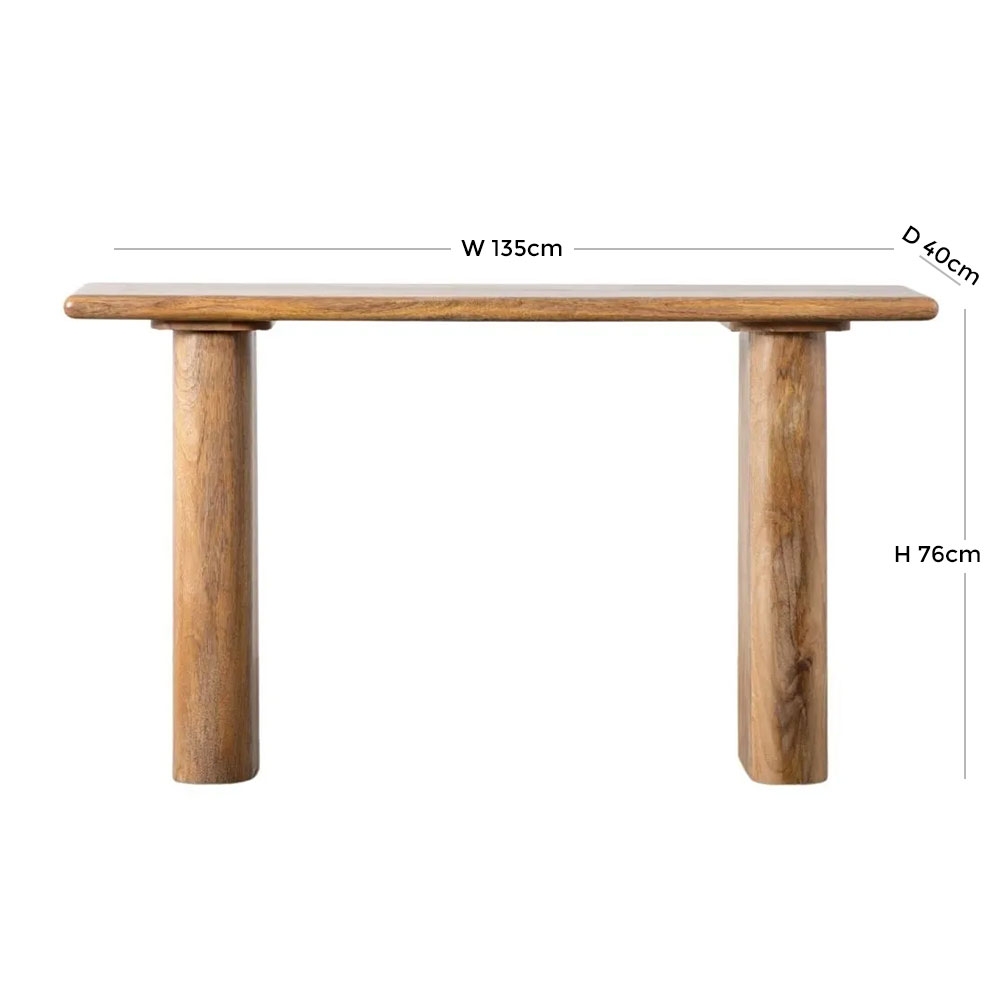 Product photograph of Arnett Natural Mango Wood Console Table from Choice Furniture Superstore.