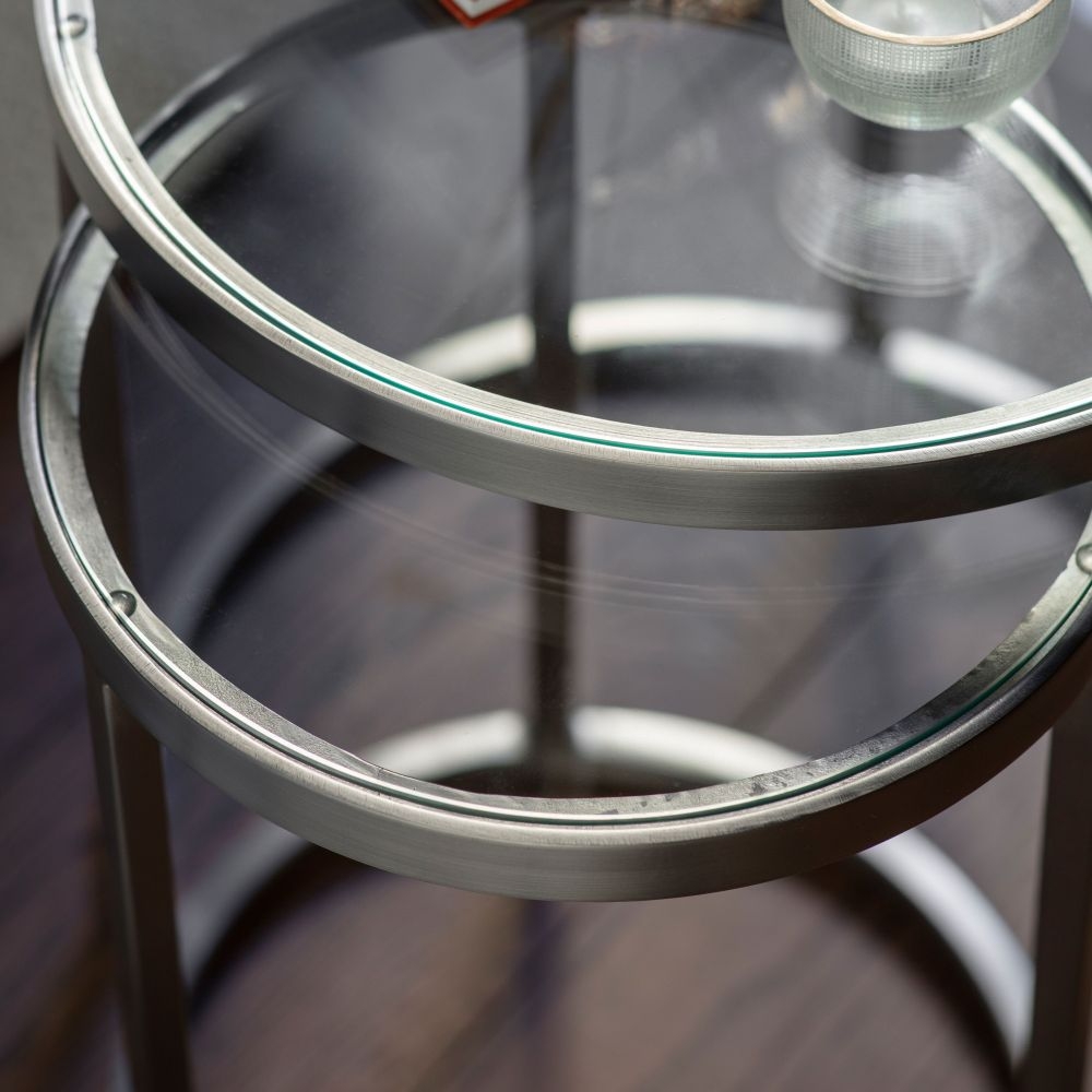 Product photograph of Roby Glass And Metal Nest Of 2 Tables - Comes In Silver And Gold Base Options from Choice Furniture Superstore.