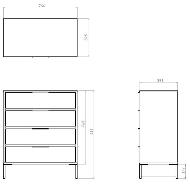 Product photograph of Diego Black 4 Drawer Chest from Choice Furniture Superstore.