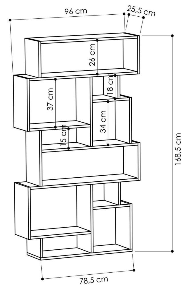 Product photograph of Kirk Oak Effect Geometric Bookshelf from Choice Furniture Superstore.