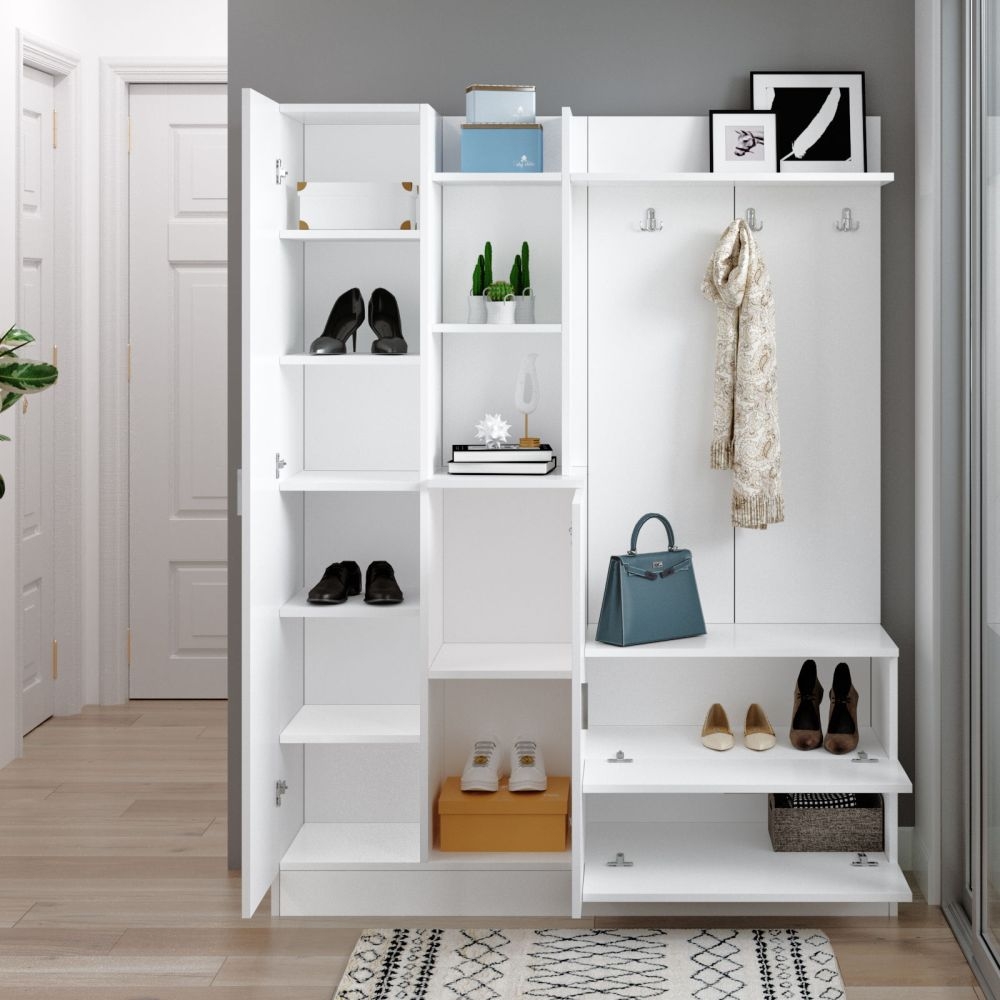 Product photograph of Dobson White 4 Door Hall Cabinet from Choice Furniture Superstore.