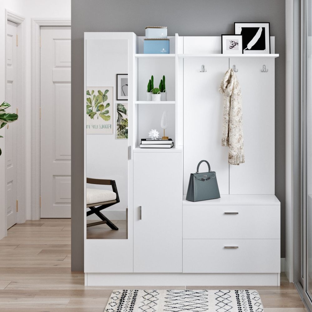 Product photograph of Dobson White 4 Door Hall Cabinet from Choice Furniture Superstore.