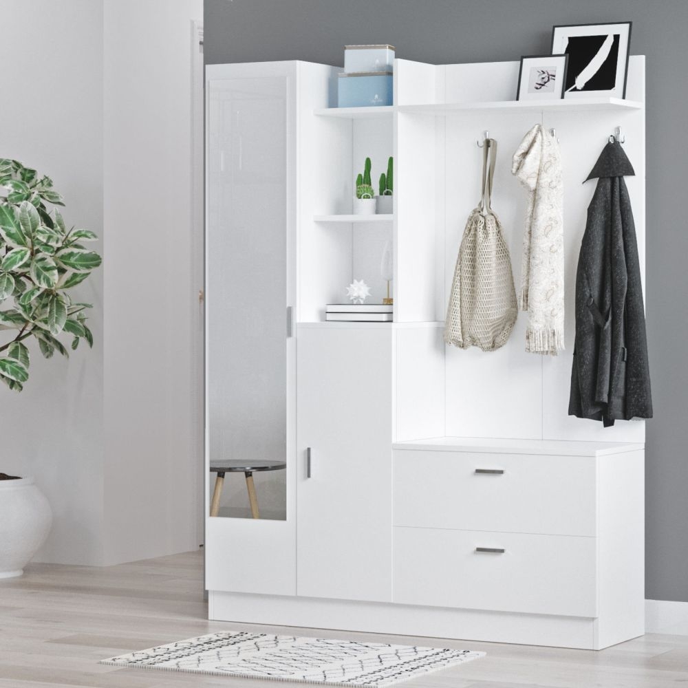 Product photograph of Dobson White 4 Door Hall Cabinet from Choice Furniture Superstore.