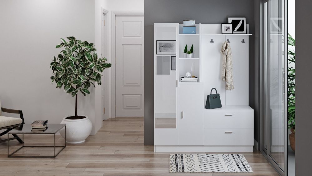 Product photograph of Dobson White 4 Door Hall Cabinet from Choice Furniture Superstore.