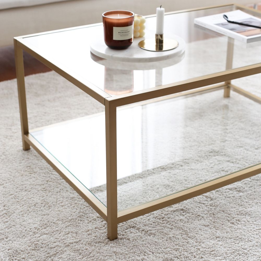 Product photograph of Amberley Gold And Glass Coffee Table from Choice Furniture Superstore.