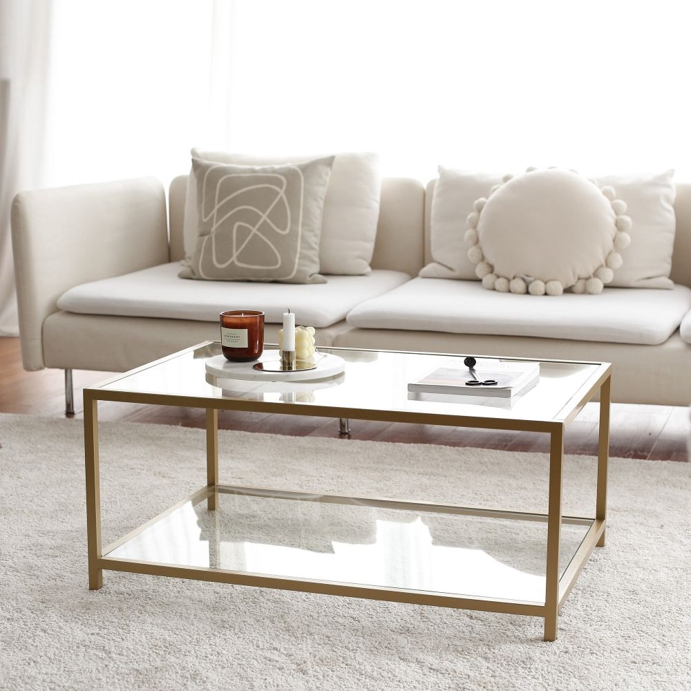 Product photograph of Amberley Gold And Glass Coffee Table from Choice Furniture Superstore.