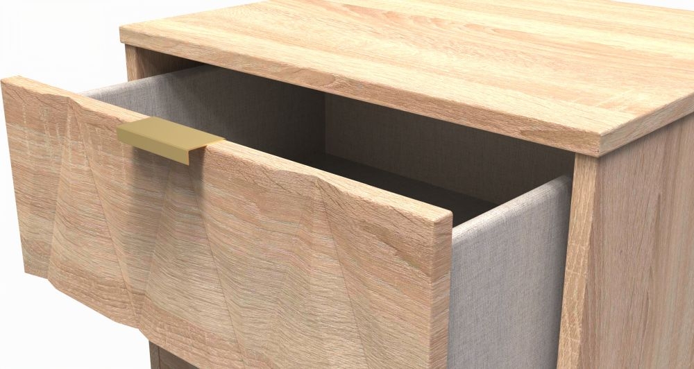 Product photograph of Diamond Oak Effect 5 Drawer Narrow Chest With Gold Hairpin Legs from Choice Furniture Superstore.