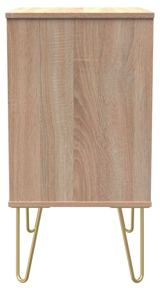 Product photograph of Diamond 3 Drawer Midi Chest With Hairpin Legs - Bardolino Oak from Choice Furniture Superstore.