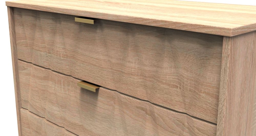 Product photograph of Diamond Oak Effect 4 Drawer Chest With Gold Hairpin Legs from Choice Furniture Superstore.