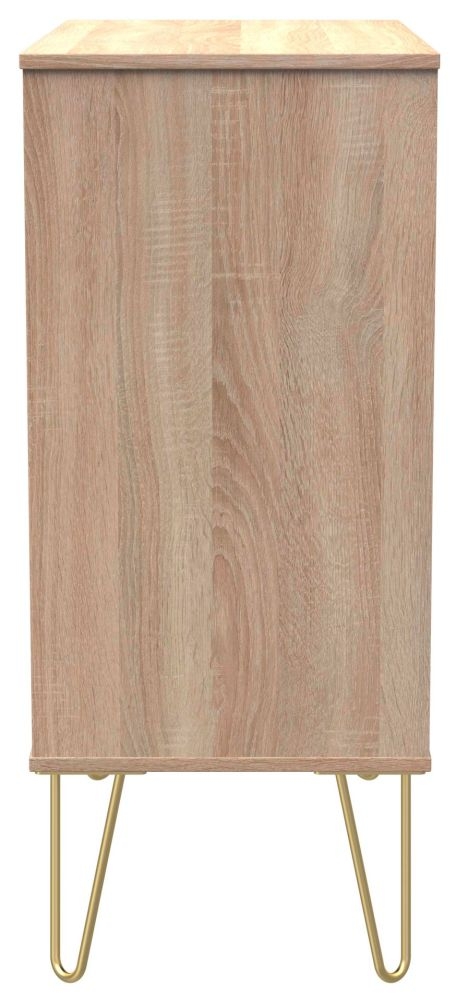 Product photograph of Diamond Oak Effect 4 Drawer Chest With Gold Hairpin Legs from Choice Furniture Superstore.