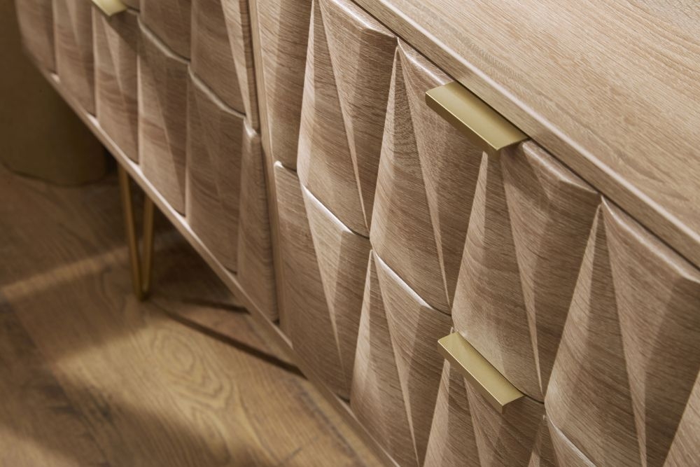 Product photograph of Diamond Oak Effect Bed Box With Gold Hairpin Legs from Choice Furniture Superstore.